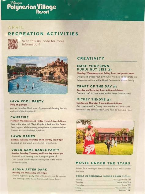 Disney Polynesian Activity Calendar